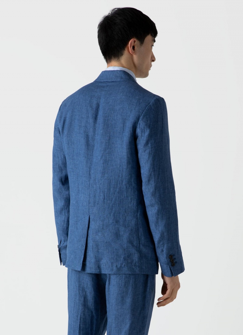 Blue Sunspel Linen Unstructured Blazer | 67803-COYE | USA