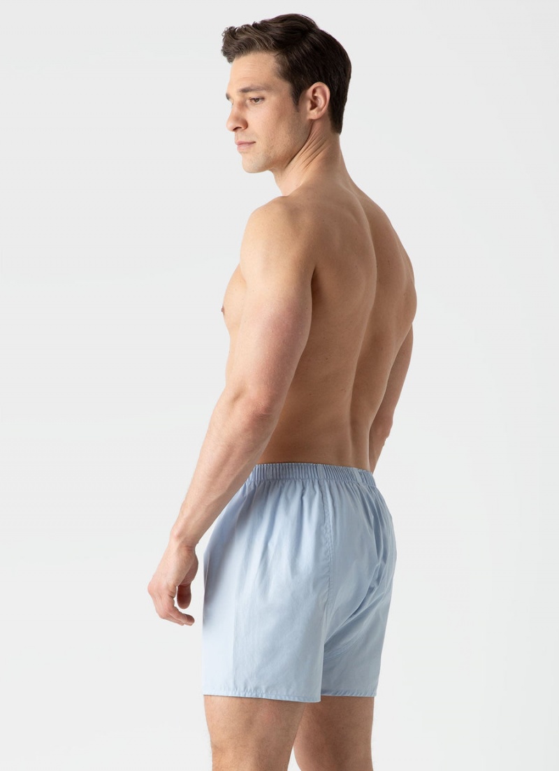 Blue Sunspel Long Cut Classic Boxer Shorts | 42157-BOMT | USA