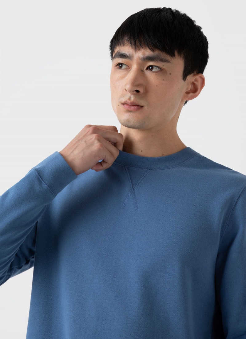 Blue Sunspel Loopback Sweatshirt | 08715-URTV | USA