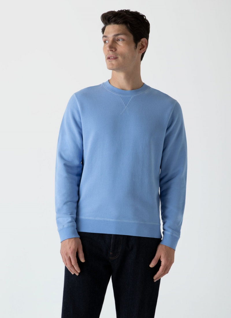 Blue Sunspel Loopback Sweatshirt | 41309-NPHB | USA