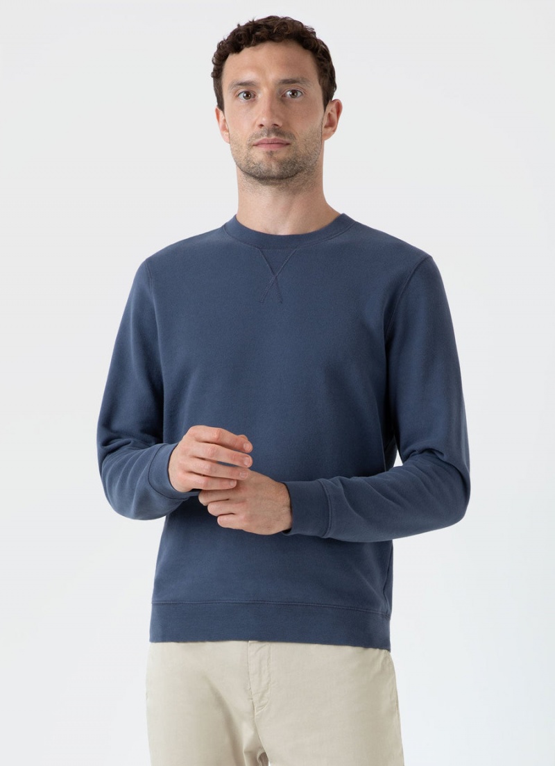 Blue Sunspel Loopback Sweatshirt | 49653-FVKS | USA