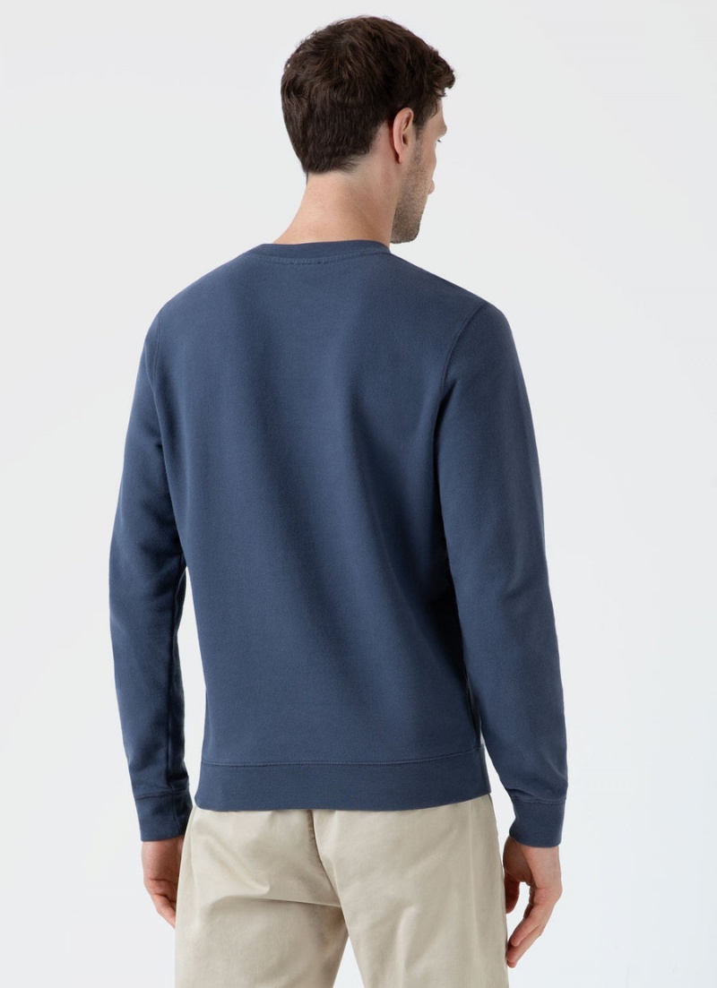 Blue Sunspel Loopback Sweatshirt | 49653-FVKS | USA