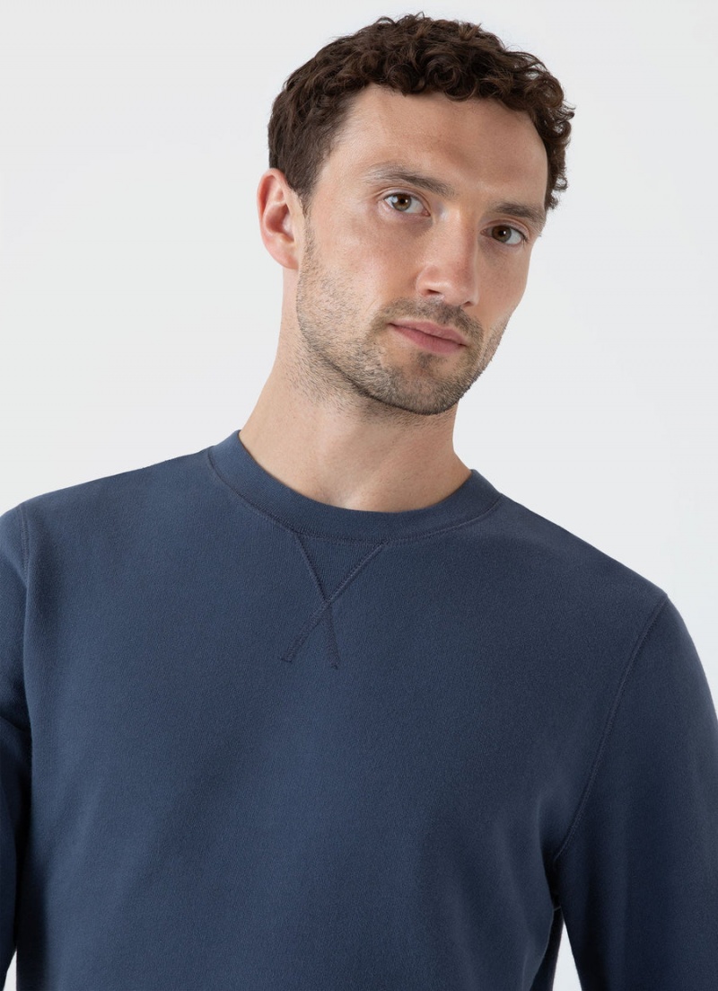 Blue Sunspel Loopback Sweatshirt | 49653-FVKS | USA