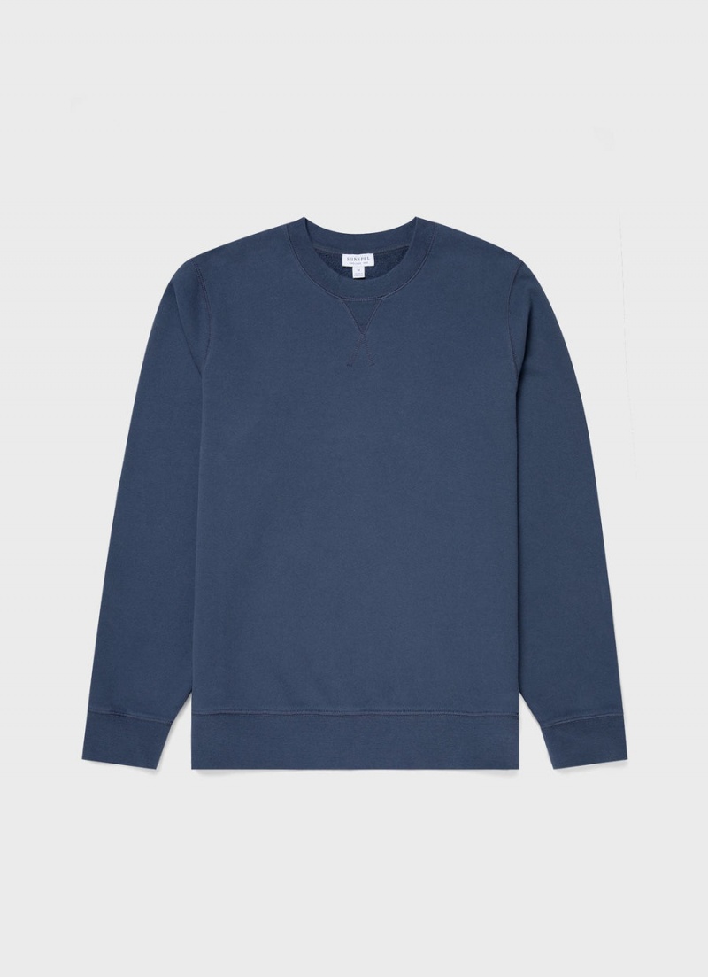 Blue Sunspel Loopback Sweatshirt | 49653-FVKS | USA