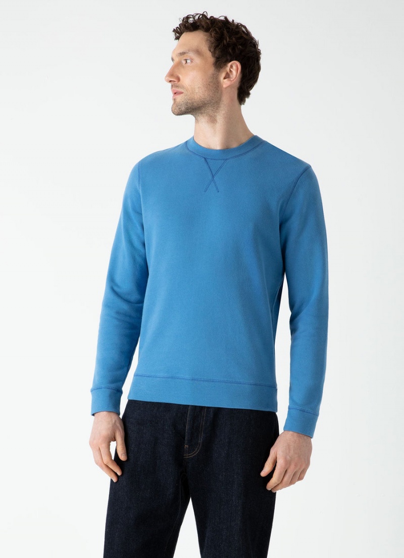 Blue Sunspel Loopback Sweatshirt | 82614-MPUB | USA