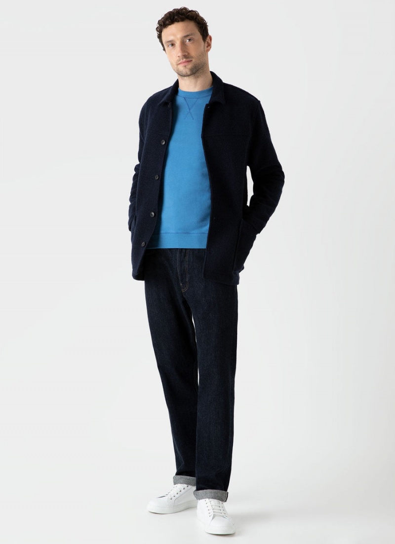 Blue Sunspel Loopback Sweatshirt | 82614-MPUB | USA