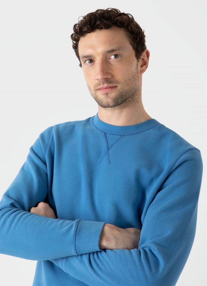 Blue Sunspel Loopback Sweatshirt | 82614-MPUB | USA