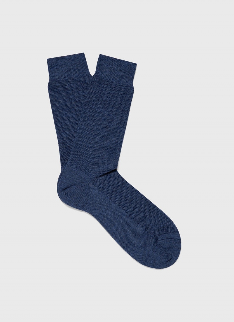 Blue Sunspel Merino Wool Waffle Socks | 74352-WGLO | USA