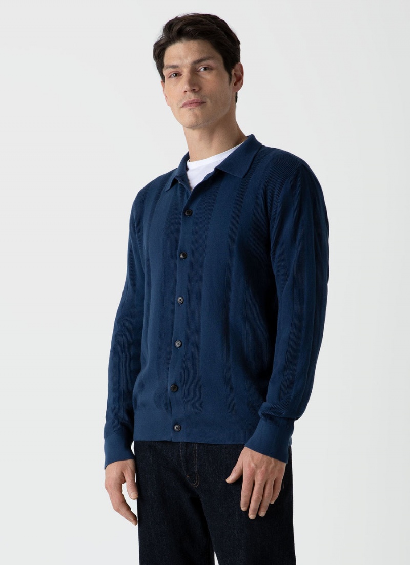 Blue Sunspel Rib Knit Jacket | 30954-GMAC | USA