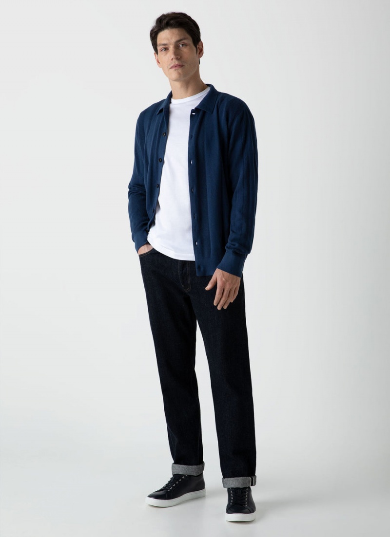 Blue Sunspel Rib Knit Jacket | 30954-GMAC | USA