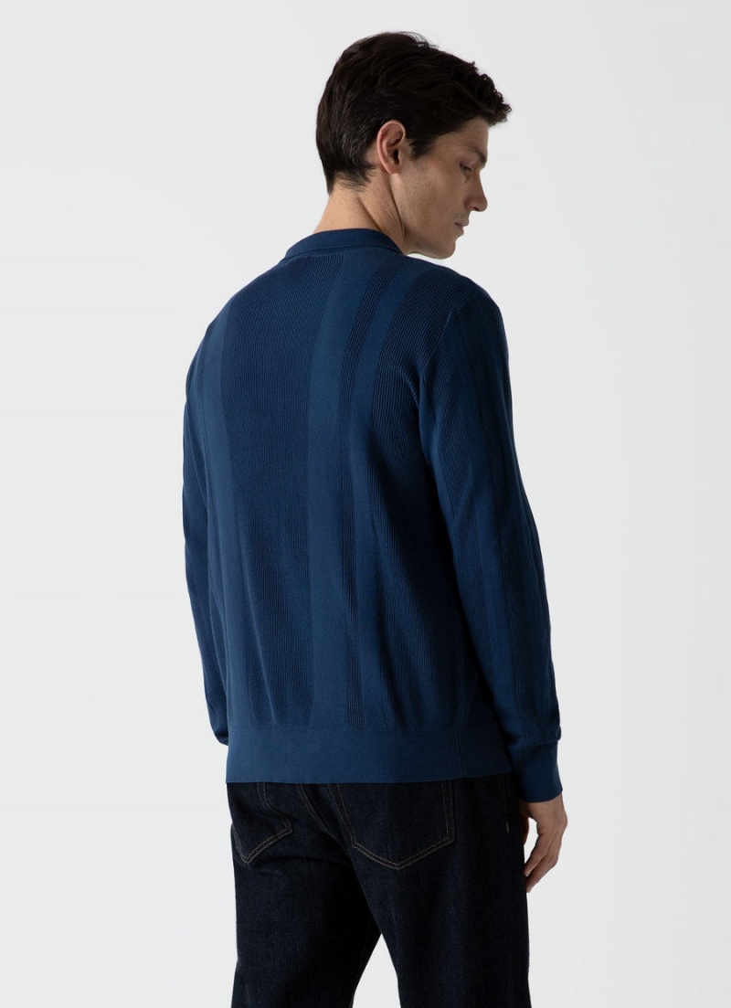 Blue Sunspel Rib Knit Jacket | 30954-GMAC | USA