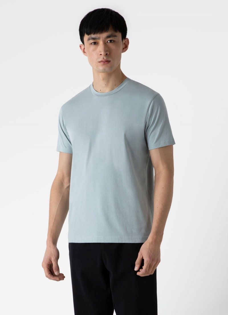 Blue Sunspel Riviera Midweight T-shirt | 25187-QZMR | USA