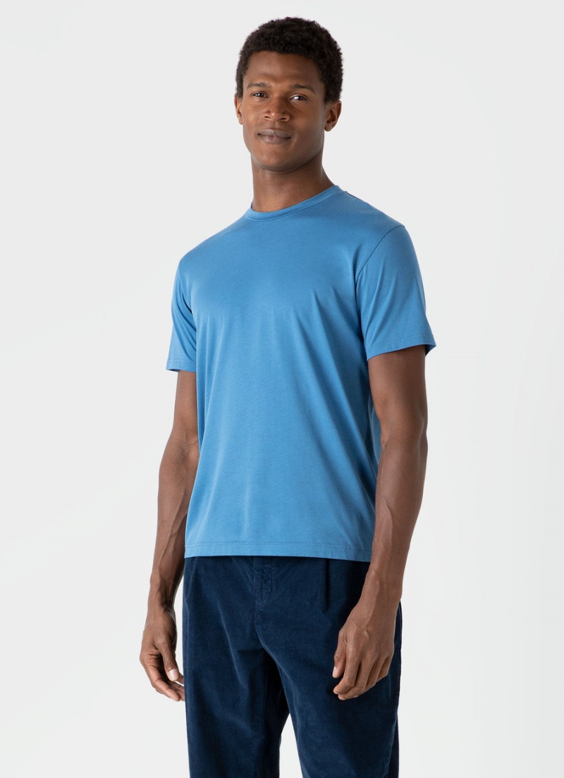 Blue Sunspel Riviera Midweight T-shirt | 60452-WXOR | USA