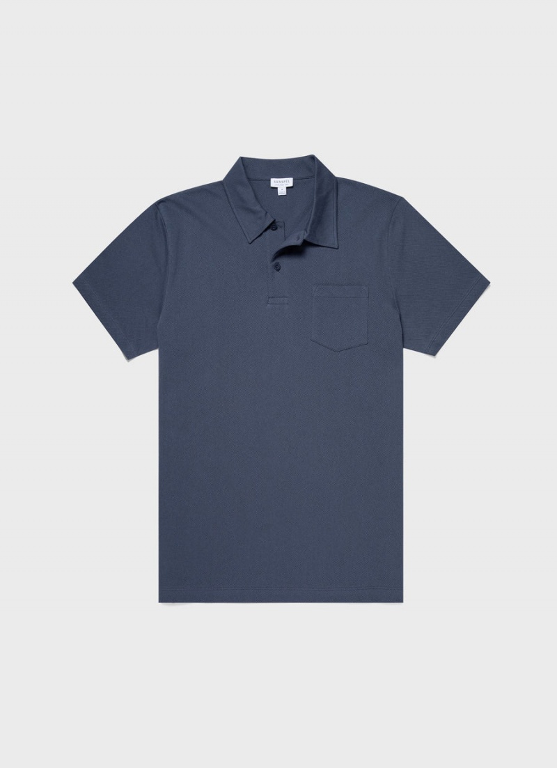 Blue Sunspel Riviera Polo Shirt | 45783-EZRK | USA