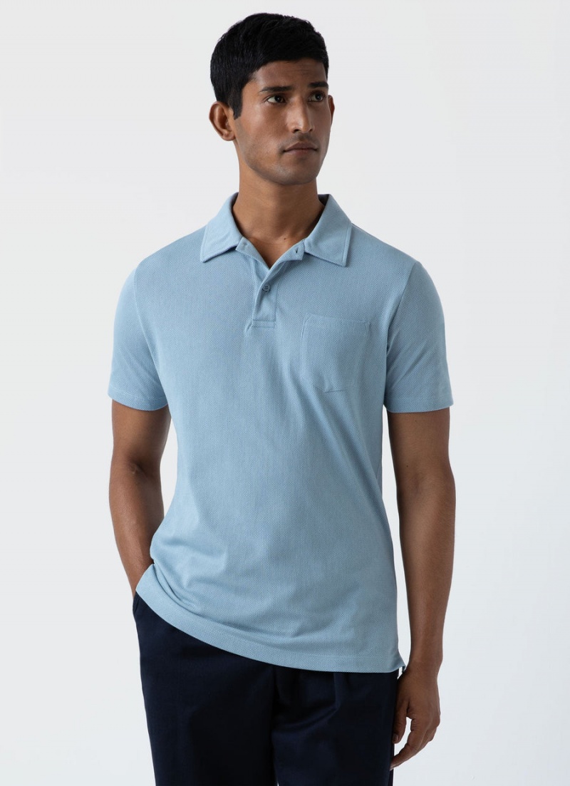 Blue Sunspel Riviera Polo Shirt | 83126-CPZO | USA