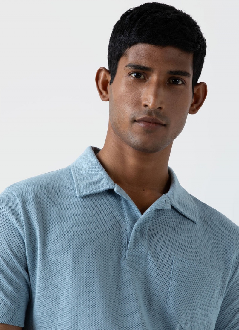 Blue Sunspel Riviera Polo Shirt | 83126-CPZO | USA