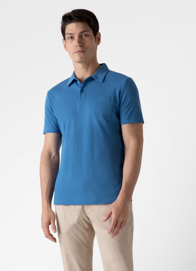 Blue Sunspel Riviera Polo Shirt | 91602-LSOC | USA