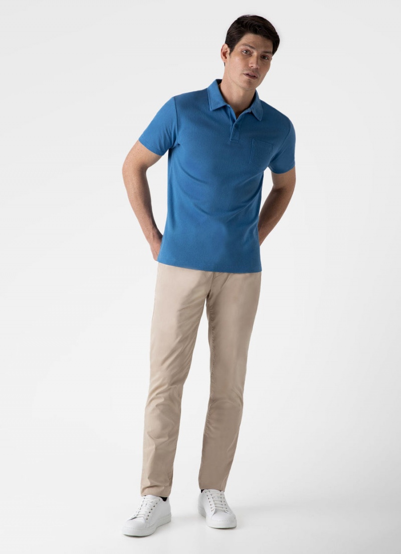 Blue Sunspel Riviera Polo Shirt | 91602-LSOC | USA