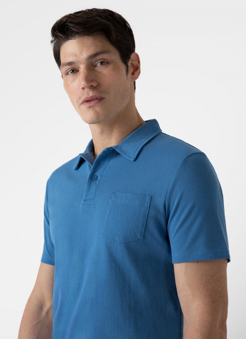 Blue Sunspel Riviera Polo Shirt | 91602-LSOC | USA