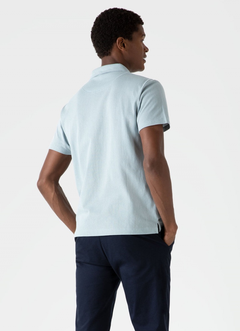 Blue Sunspel Riviera Polo Shirt | 98640-YKXJ | USA