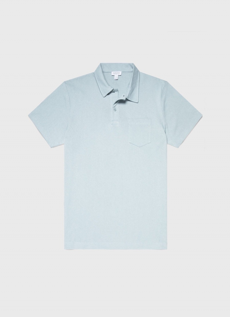 Blue Sunspel Riviera Polo Shirt | 98640-YKXJ | USA