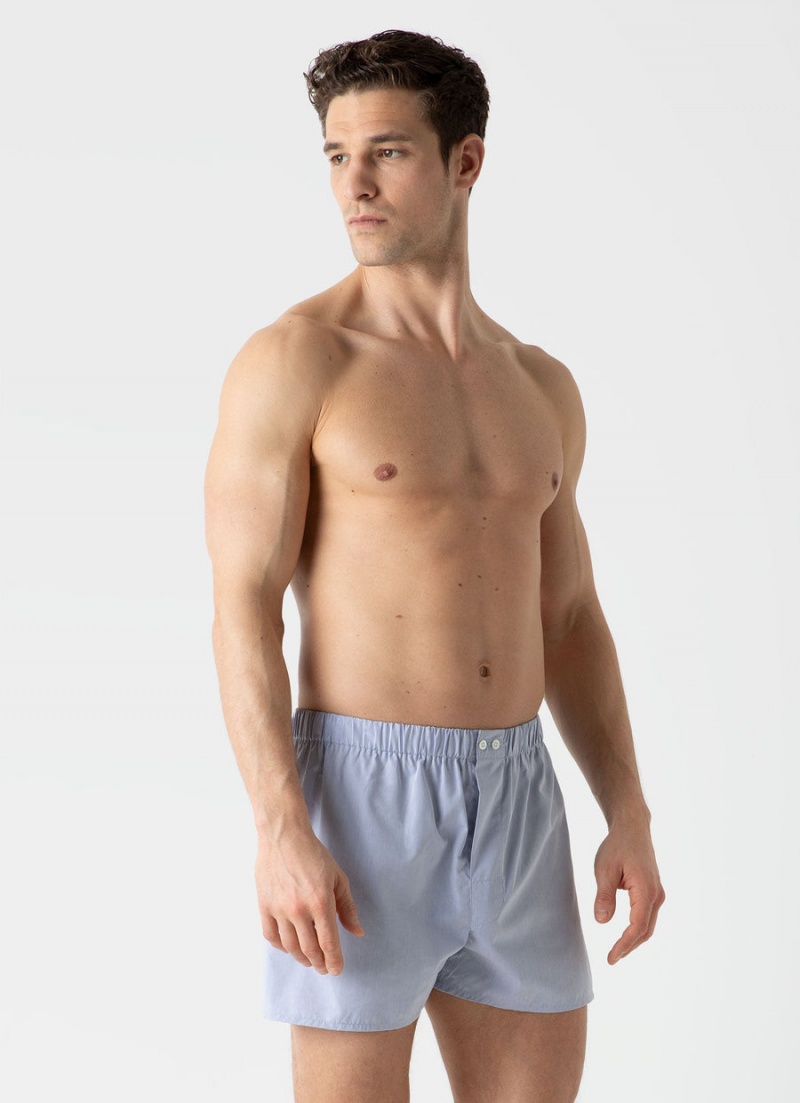 Blue Sunspel Sea Island Cotton Boxer Shorts | 12750-OAWP | USA