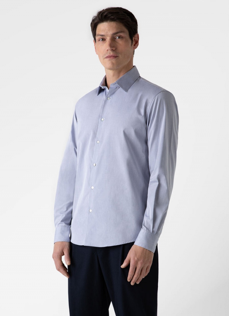 Blue Sunspel Sea Island Cotton Shirt | 26934-XDAL | USA