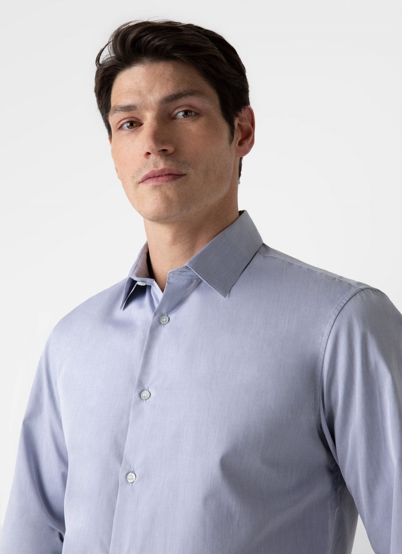 Blue Sunspel Sea Island Cotton Shirt | 26934-XDAL | USA