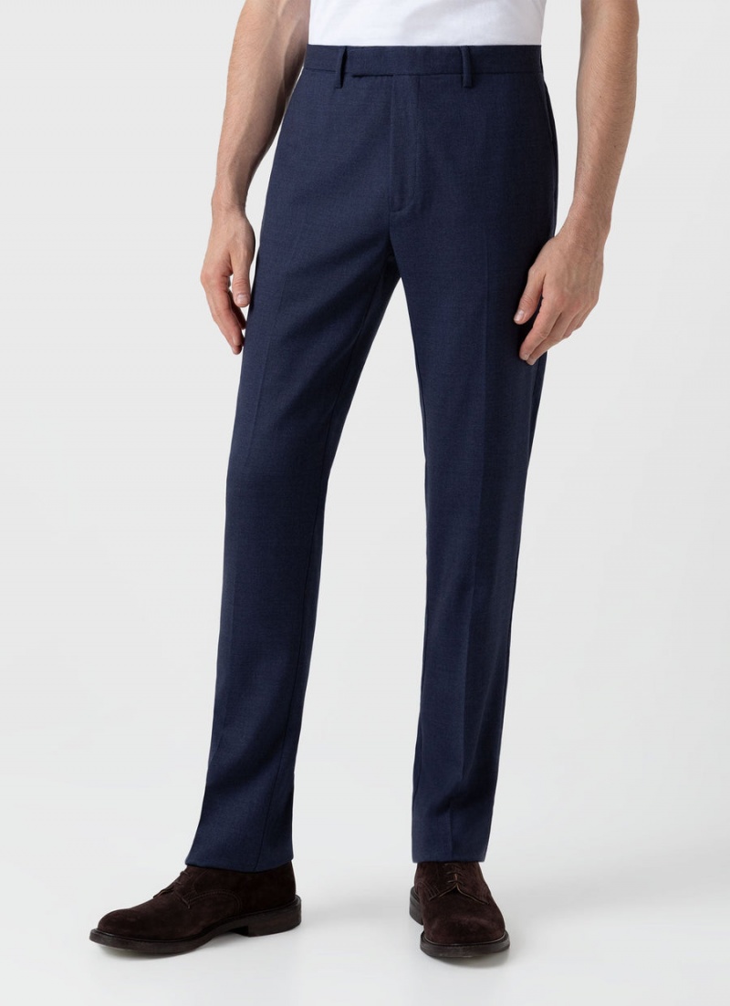 Blue Sunspel Slim Fit Wool Trouser | 12593-VBEJ | USA