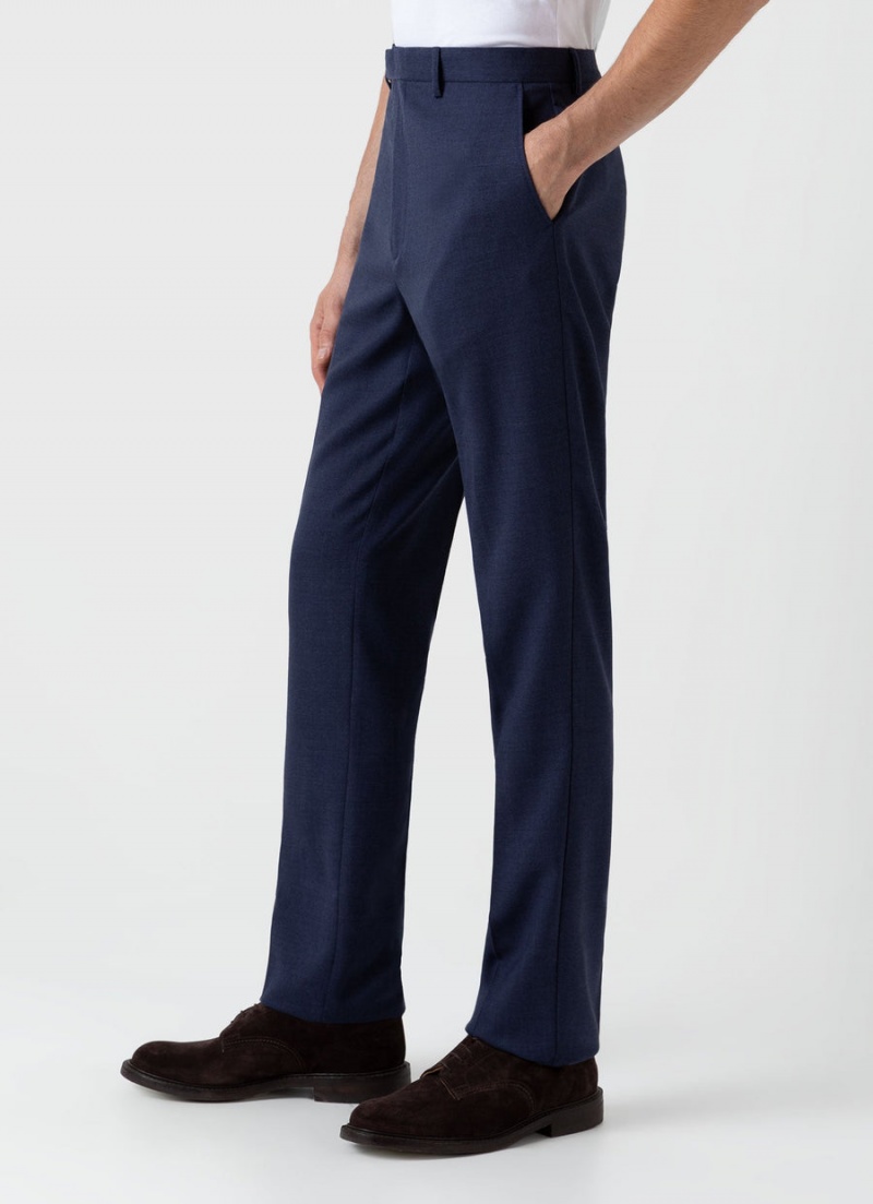 Blue Sunspel Slim Fit Wool Trouser | 12593-VBEJ | USA