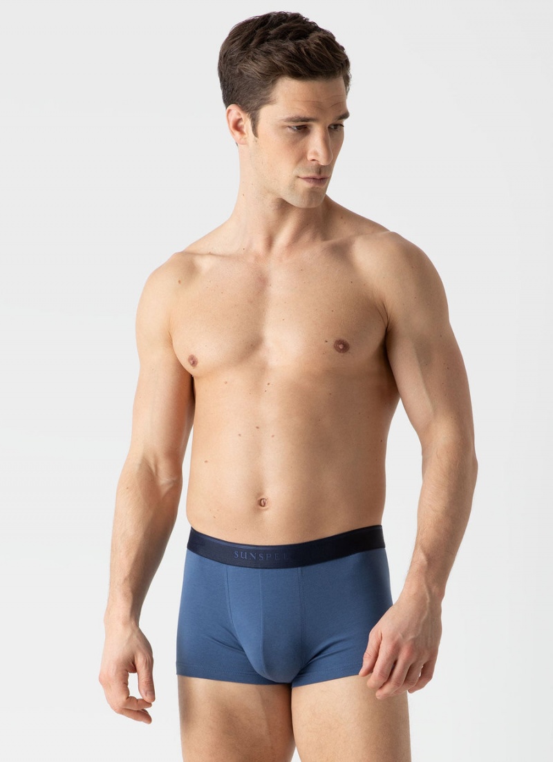 Blue Sunspel Stretch Cotton Trunks | 48135-QAXT | USA