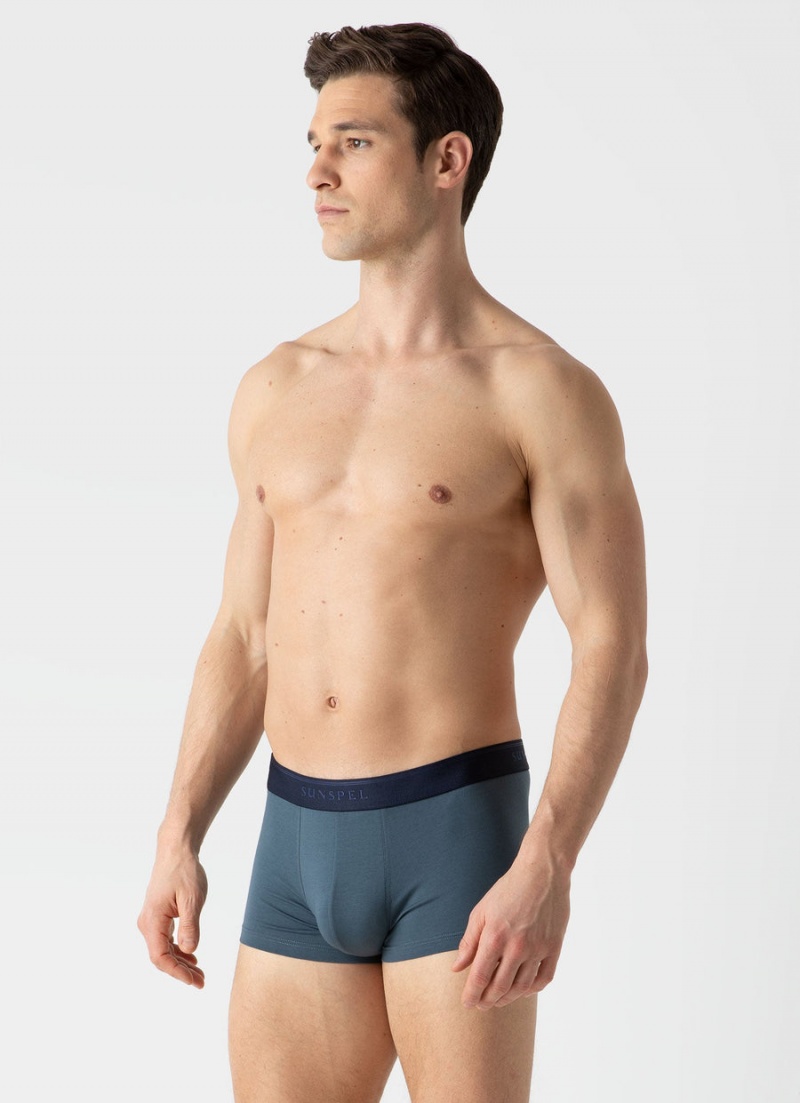 Blue Sunspel Stretch Cotton Trunks | 65702-ONKE | USA