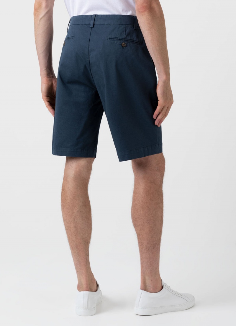 Blue Sunspel Stretch Cotton Twill Chino Shorts | 75849-GYJX | USA