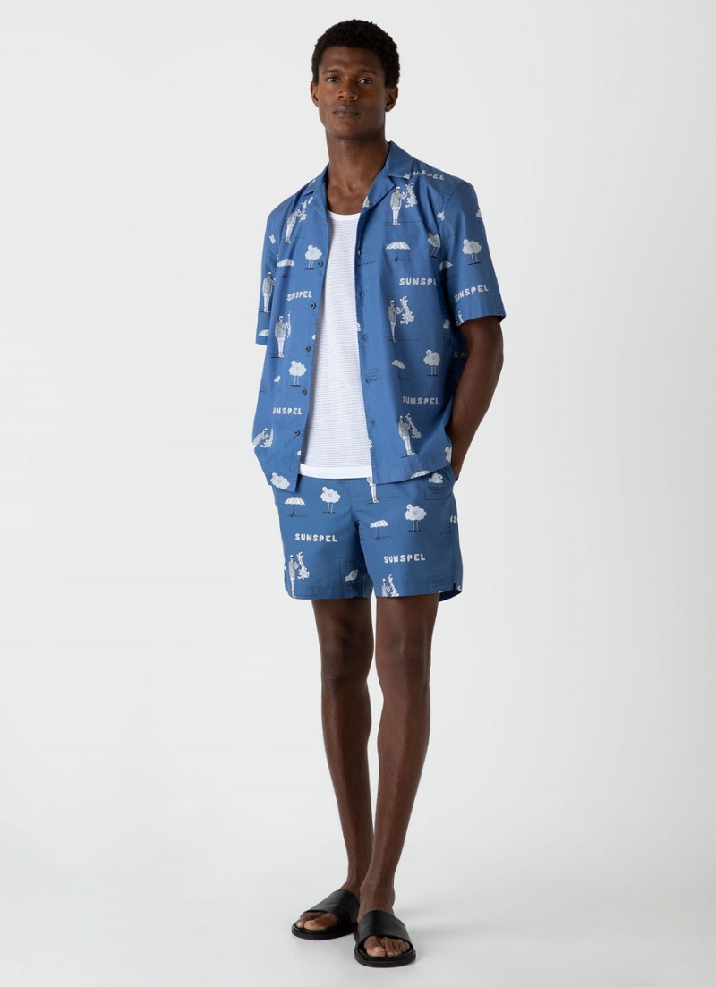 Blue Sunspel Sunspel x Matt Blease Drawstring Swim Shorts | 16894-JZRI | USA