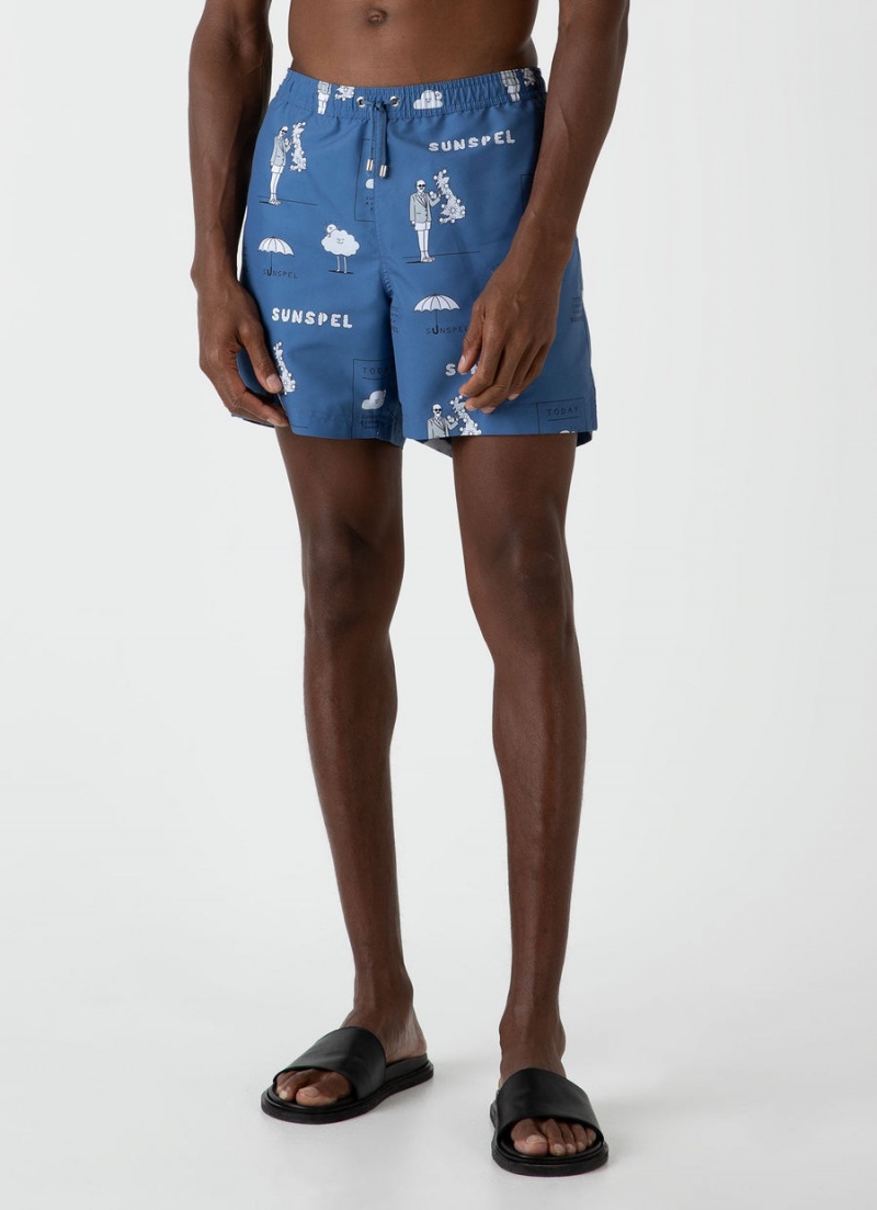 Blue Sunspel Sunspel x Matt Blease Drawstring Swim Shorts | 16894-JZRI | USA