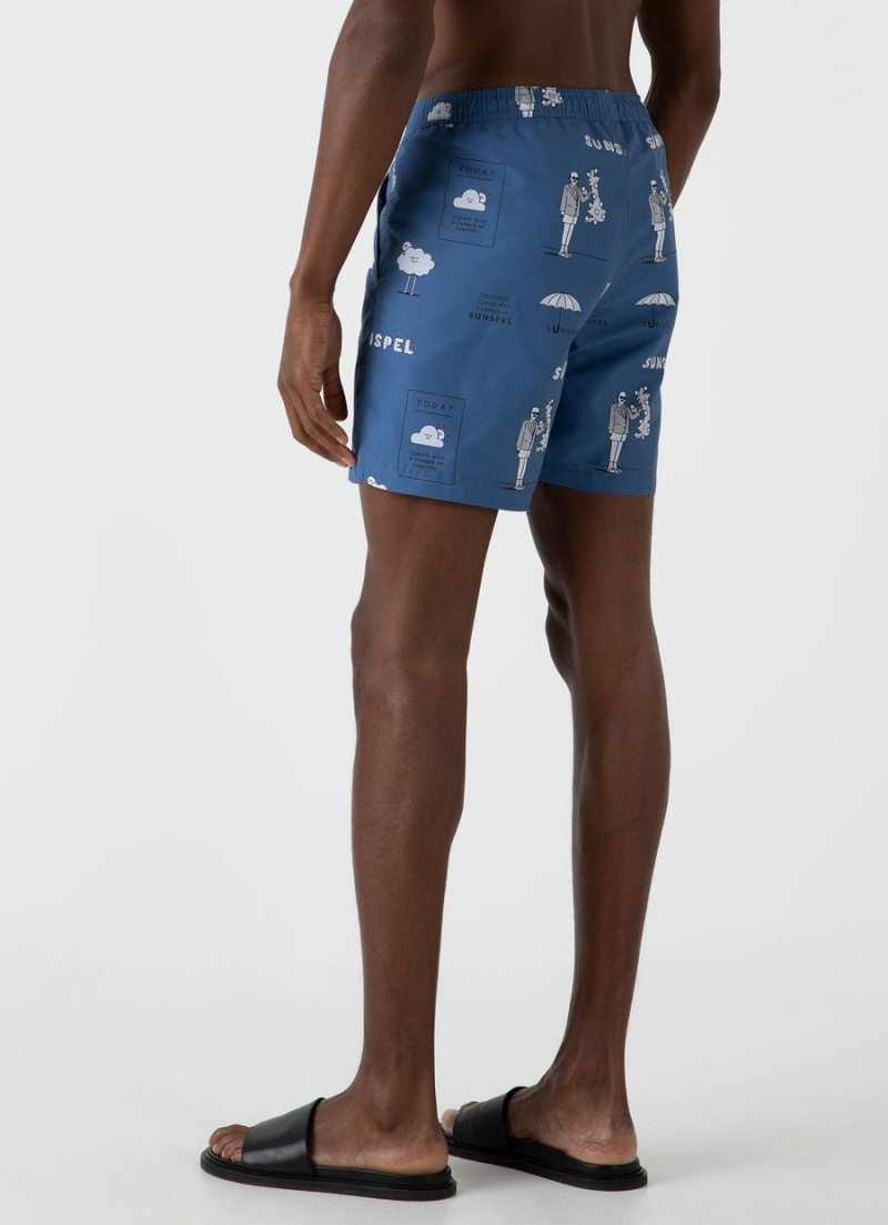 Blue Sunspel Sunspel x Matt Blease Drawstring Swim Shorts | 16894-JZRI | USA