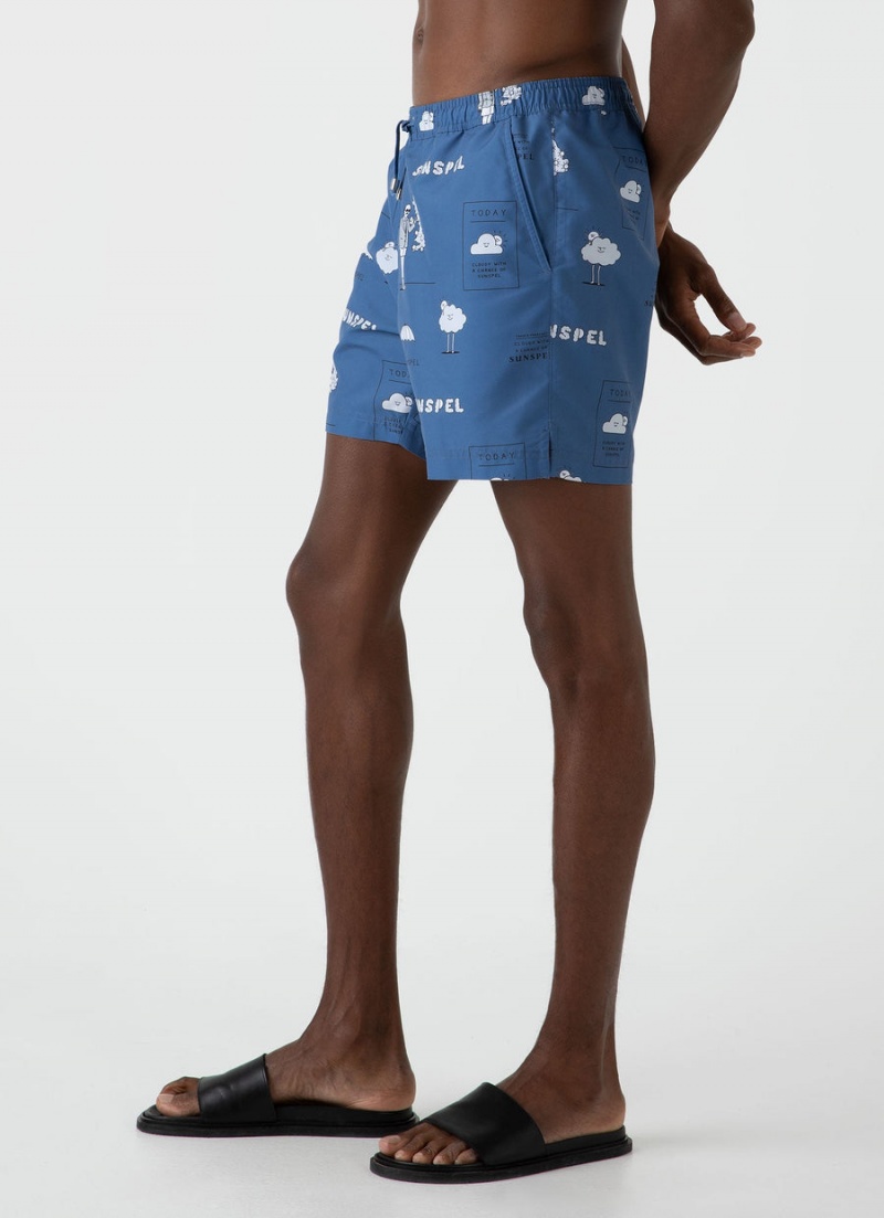 Blue Sunspel Sunspel x Matt Blease Drawstring Swim Shorts | 16894-JZRI | USA