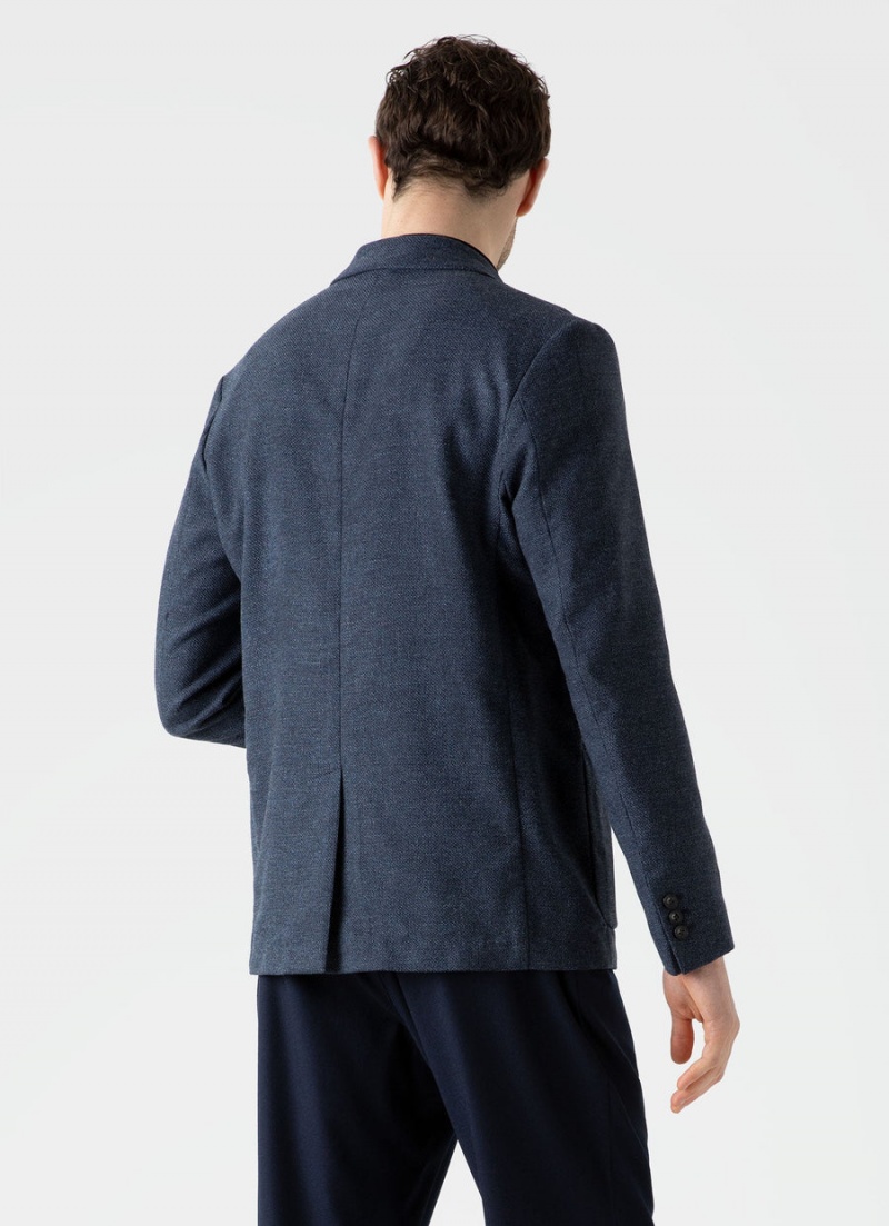 Blue Sunspel Textured Wool Blazer | 93248-SUDL | USA