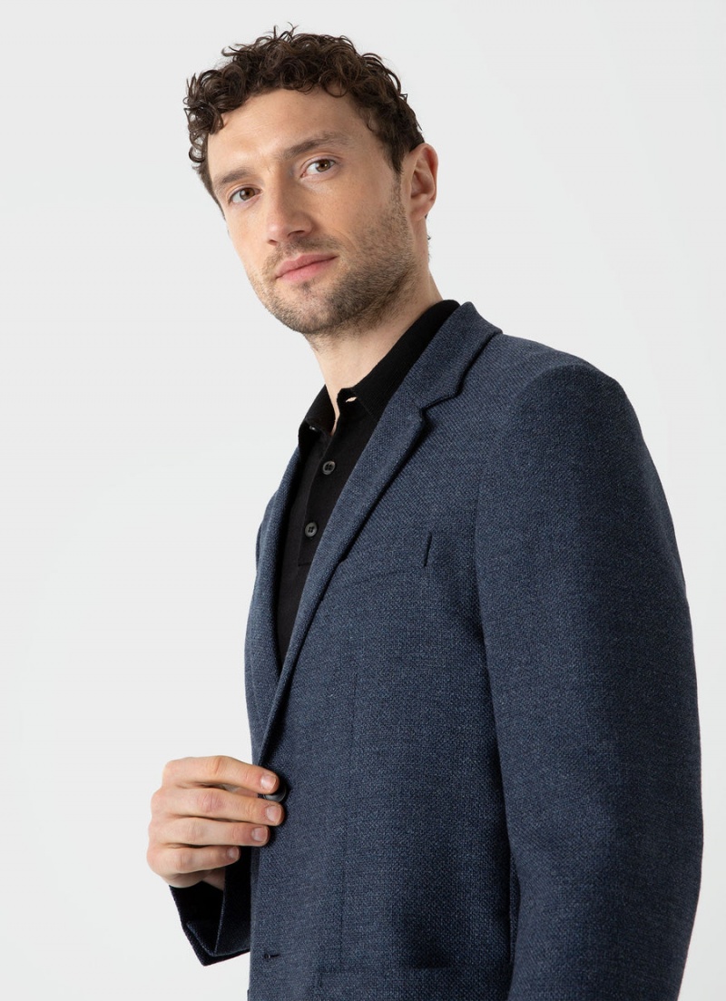 Blue Sunspel Textured Wool Blazer | 93248-SUDL | USA