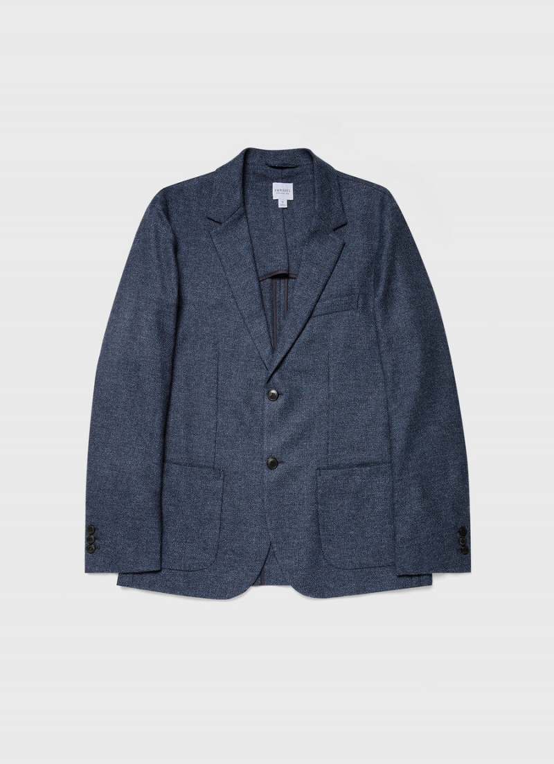 Blue Sunspel Textured Wool Blazer | 93248-SUDL | USA