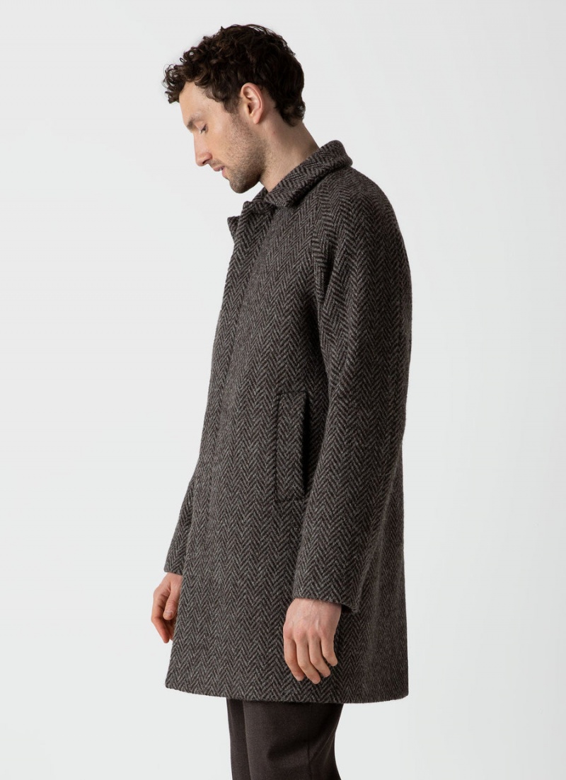 Brown Sunspel British Wool Car Coat | 86374-NHPG | USA