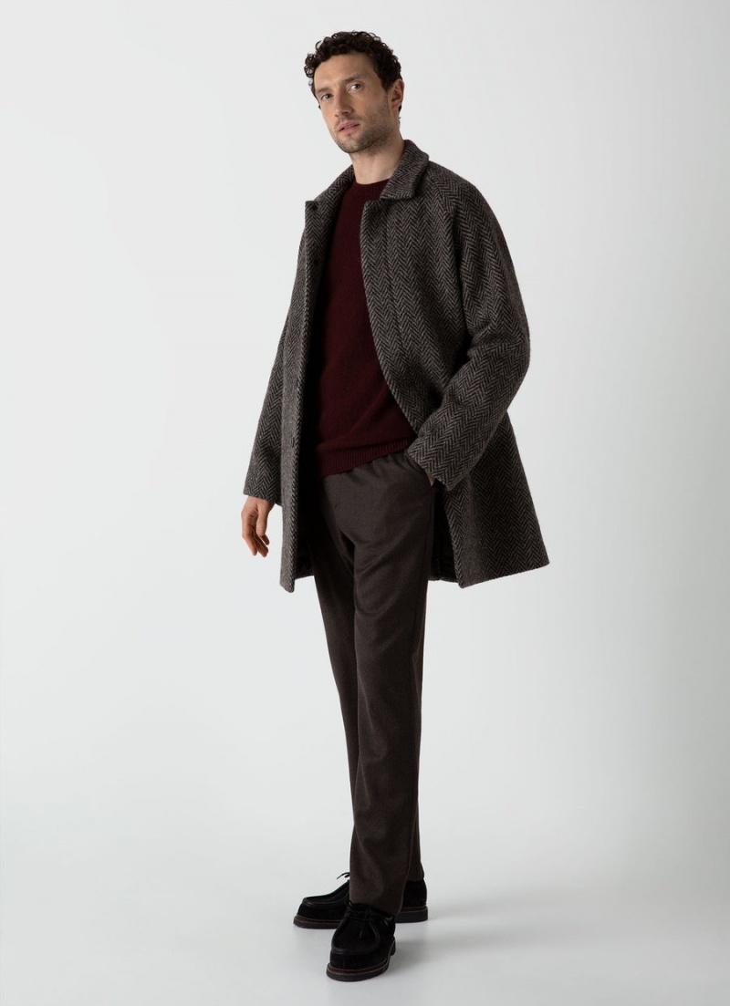 Brown Sunspel British Wool Car Coat | 86374-NHPG | USA