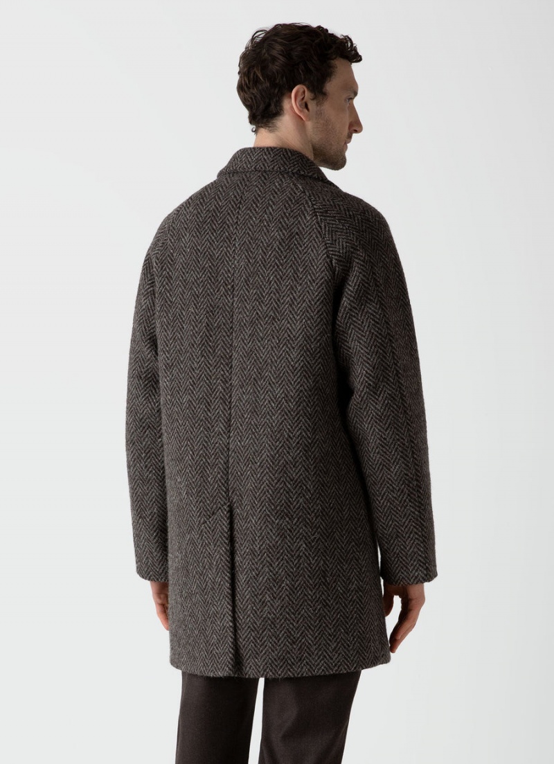 Brown Sunspel British Wool Car Coat | 86374-NHPG | USA