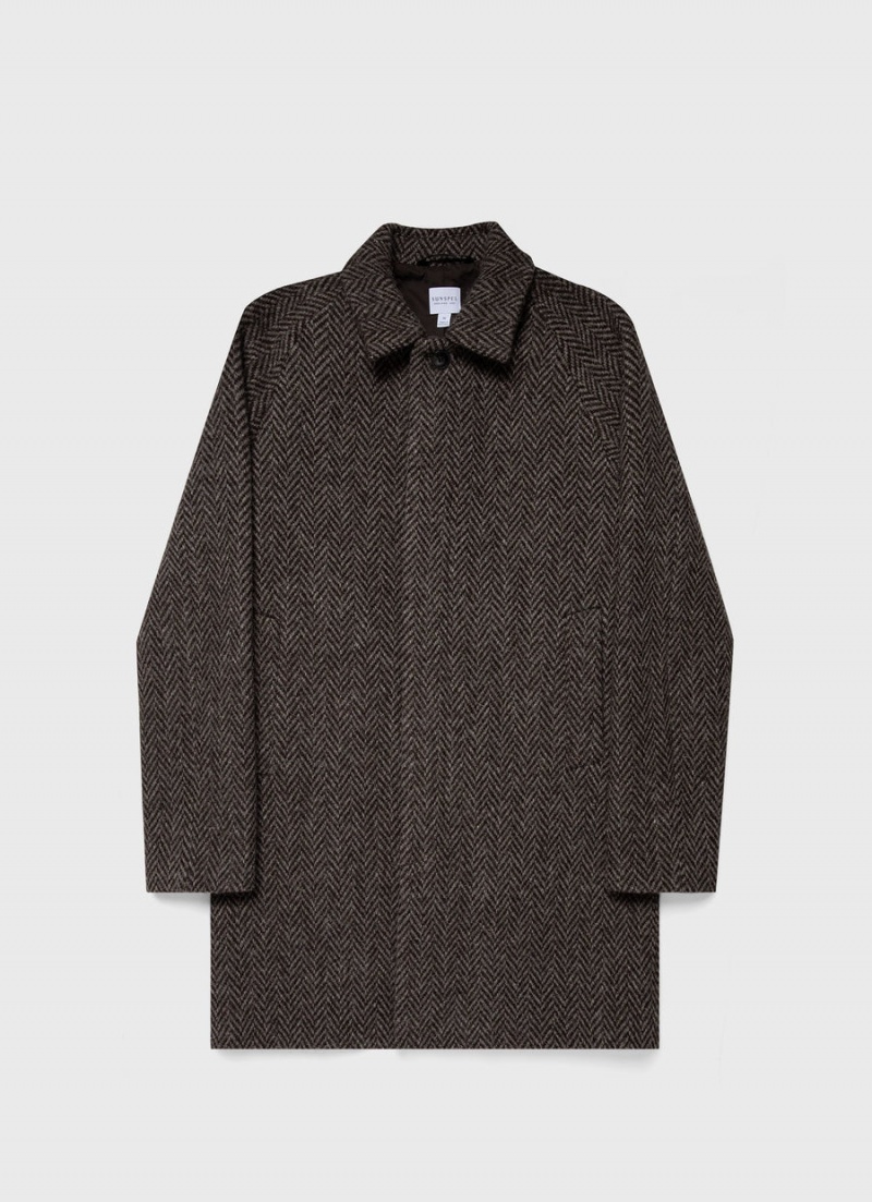 Brown Sunspel British Wool Car Coat | 86374-NHPG | USA