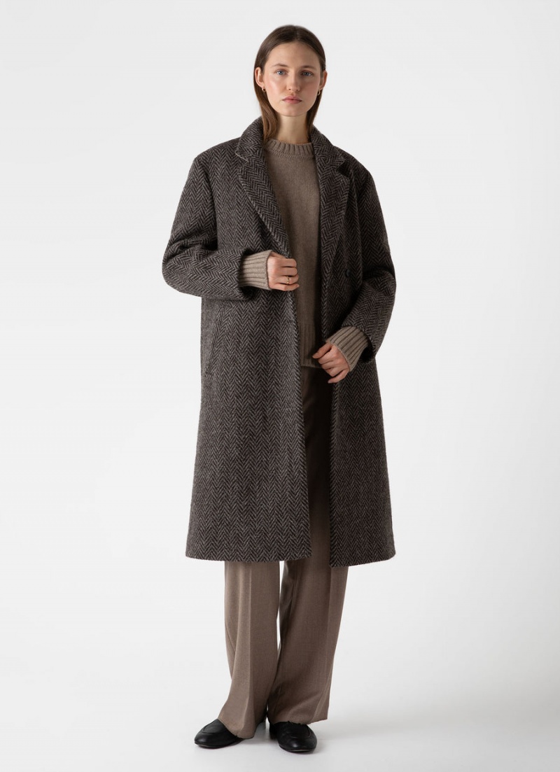 Brown Sunspel British Wool Coat | 21354-TIEM | USA