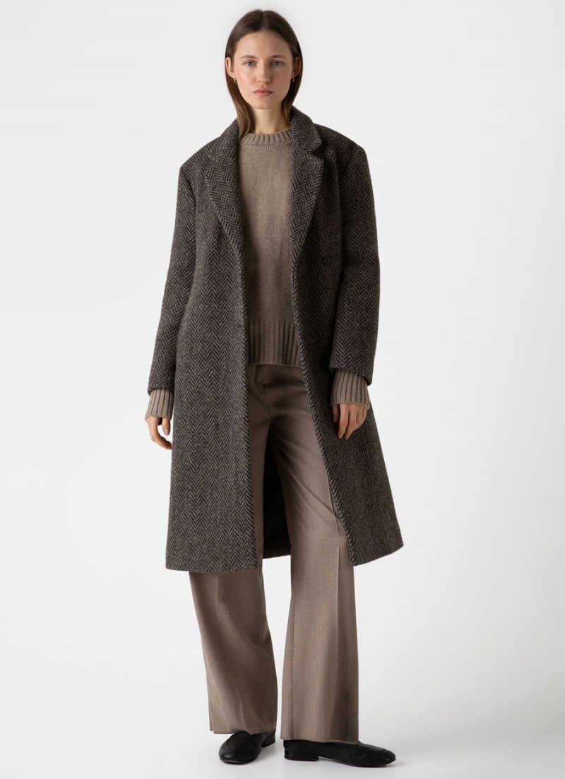 Brown Sunspel British Wool Coat | 21354-TIEM | USA