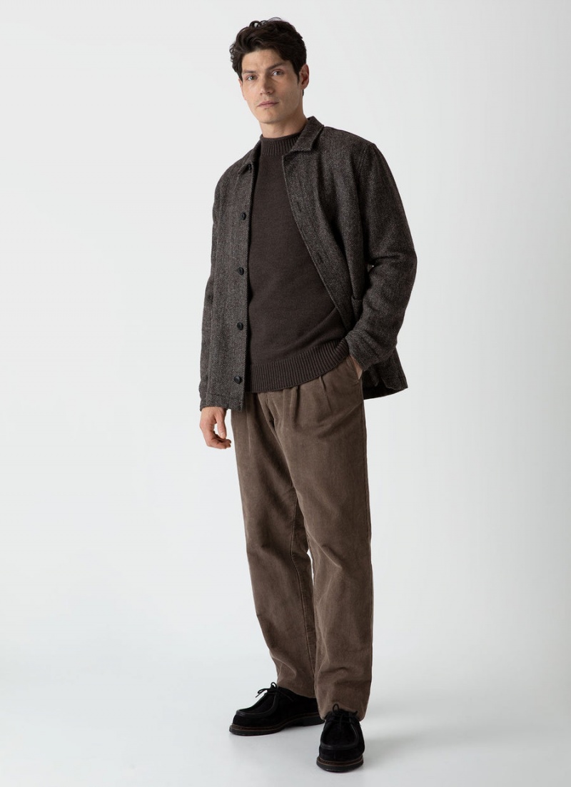 Brown Sunspel British Wool Twin Pocket Jacket | 52846-AFZL | USA