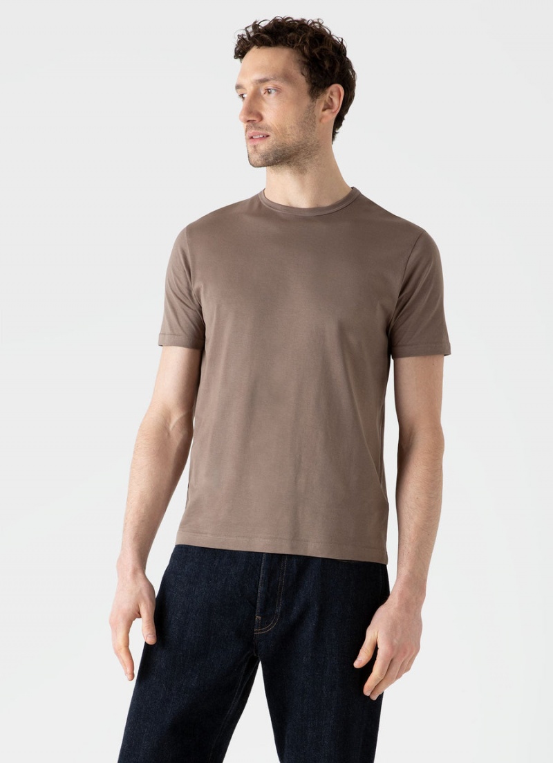 Brown Sunspel Classic T-shirt | 76830-VWTE | USA