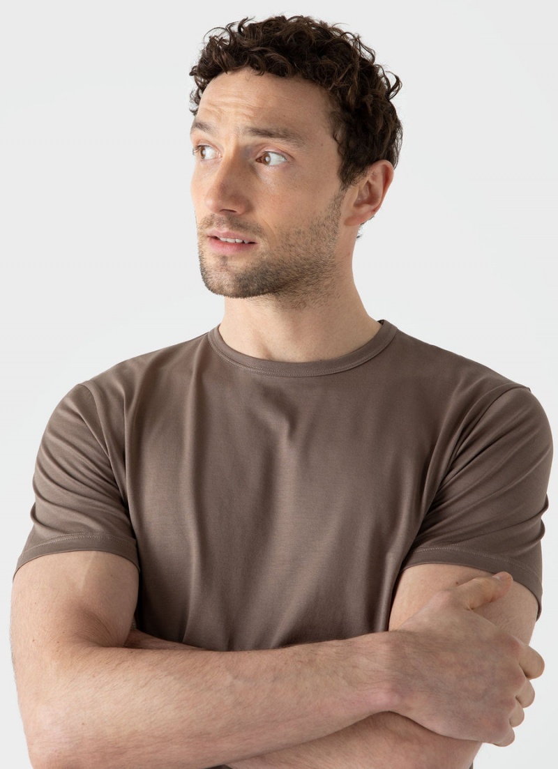 Brown Sunspel Classic T-shirt | 76830-VWTE | USA