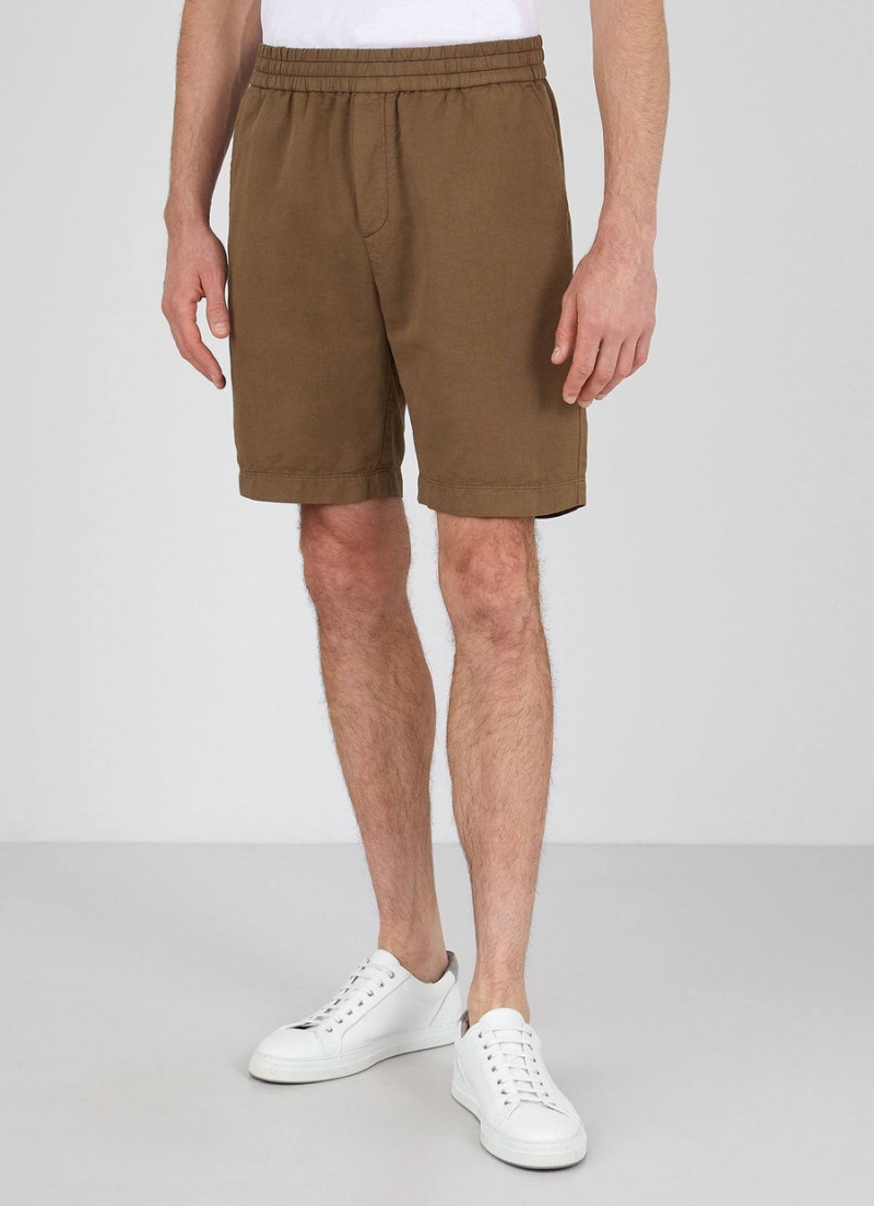 Brown Sunspel Cotton Linen Drawstring Shorts | 42019-FQBD | USA